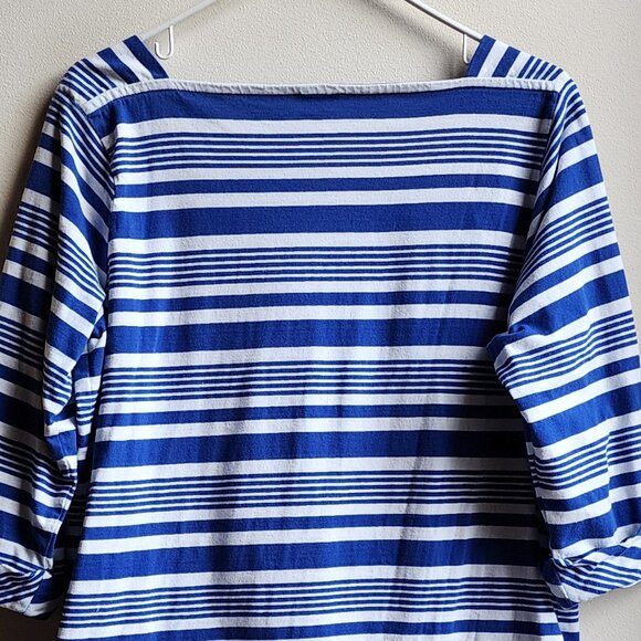 Talbots Blue/White Striped Square Neck Shirt Size X - Picture 14 of 15